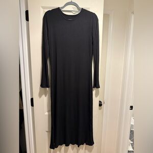Storq Maternity Night Out Maxi Dress - Black Ribbed - Large